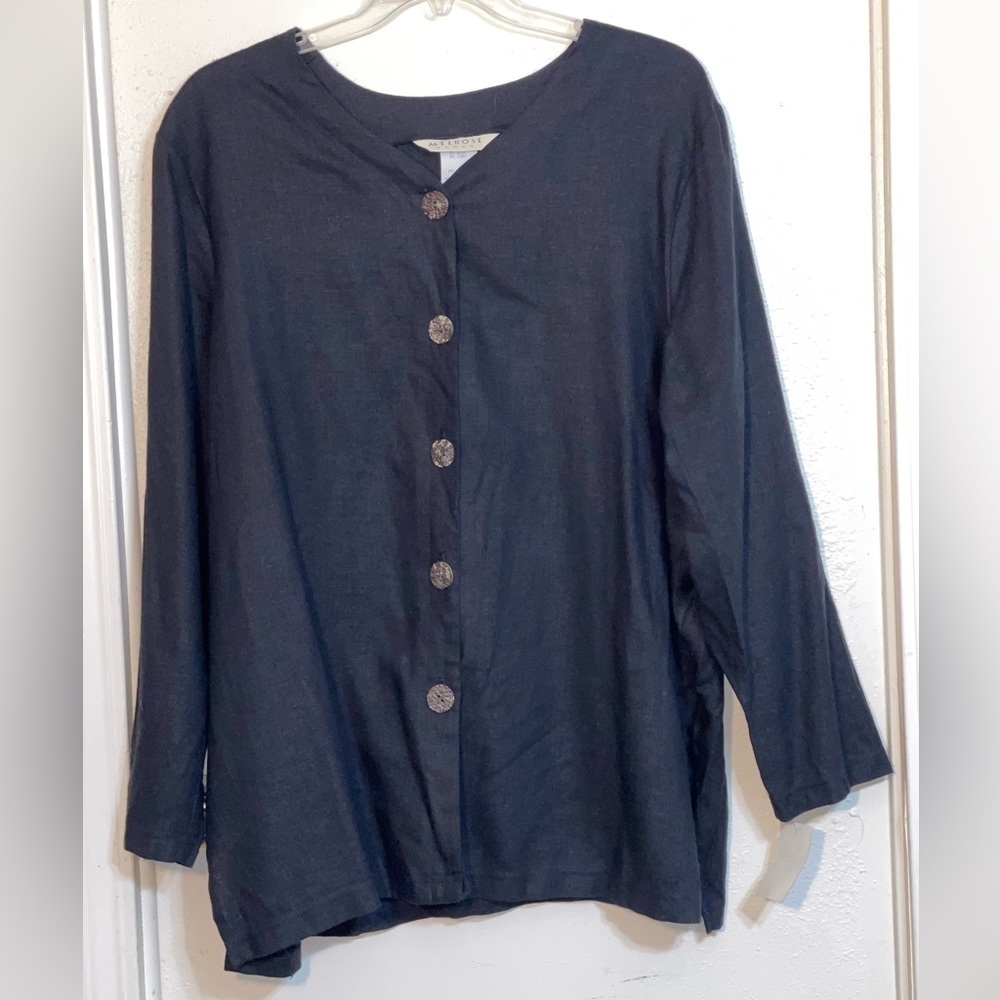 NWT Melrose Linen blend button up blouse. Size 24 New Old stock - Picture 4 of 6